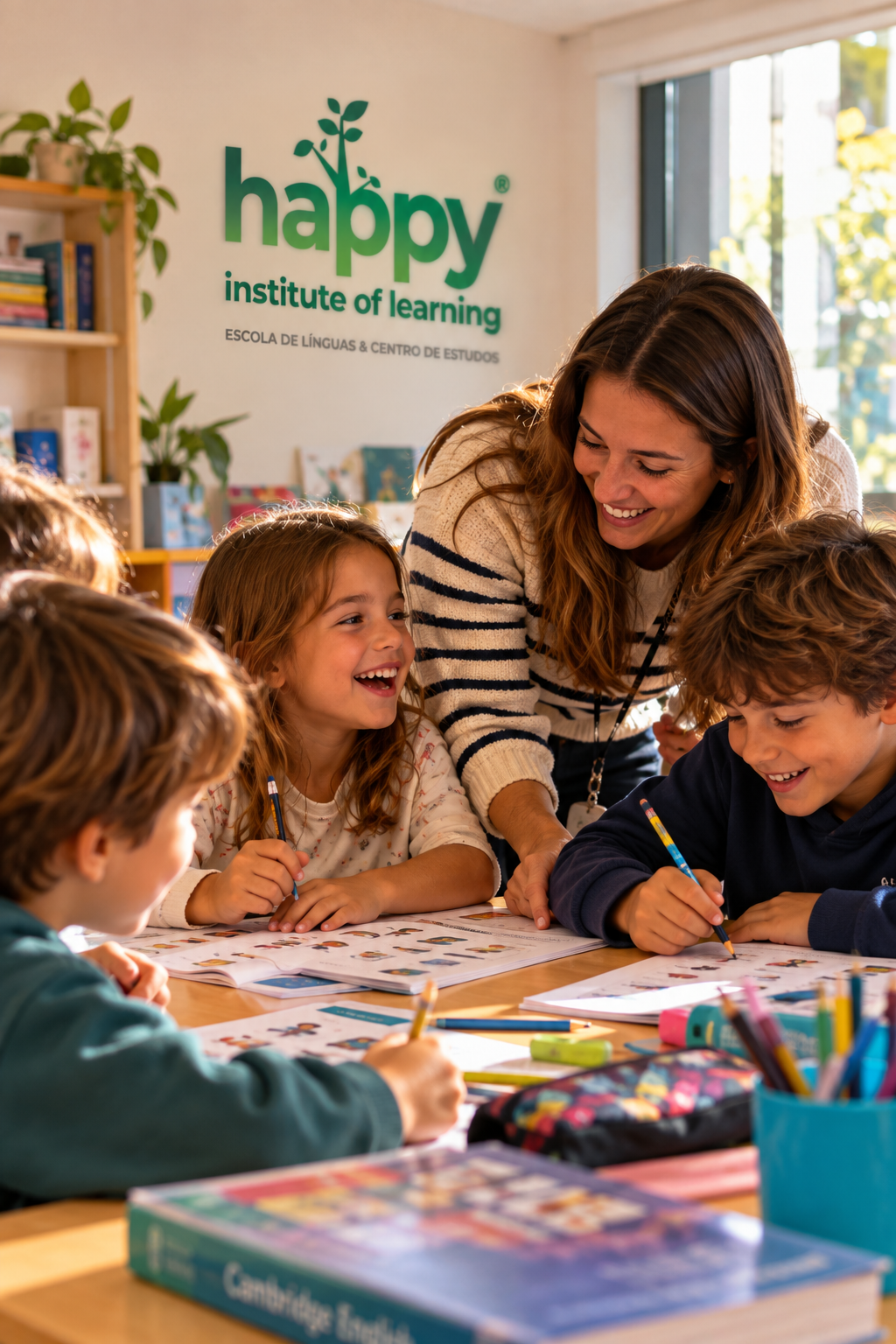Escola de línguas e centro de estudos na Figueira da Foz — professsora a ensinar inglês na Happy Institute of Learning