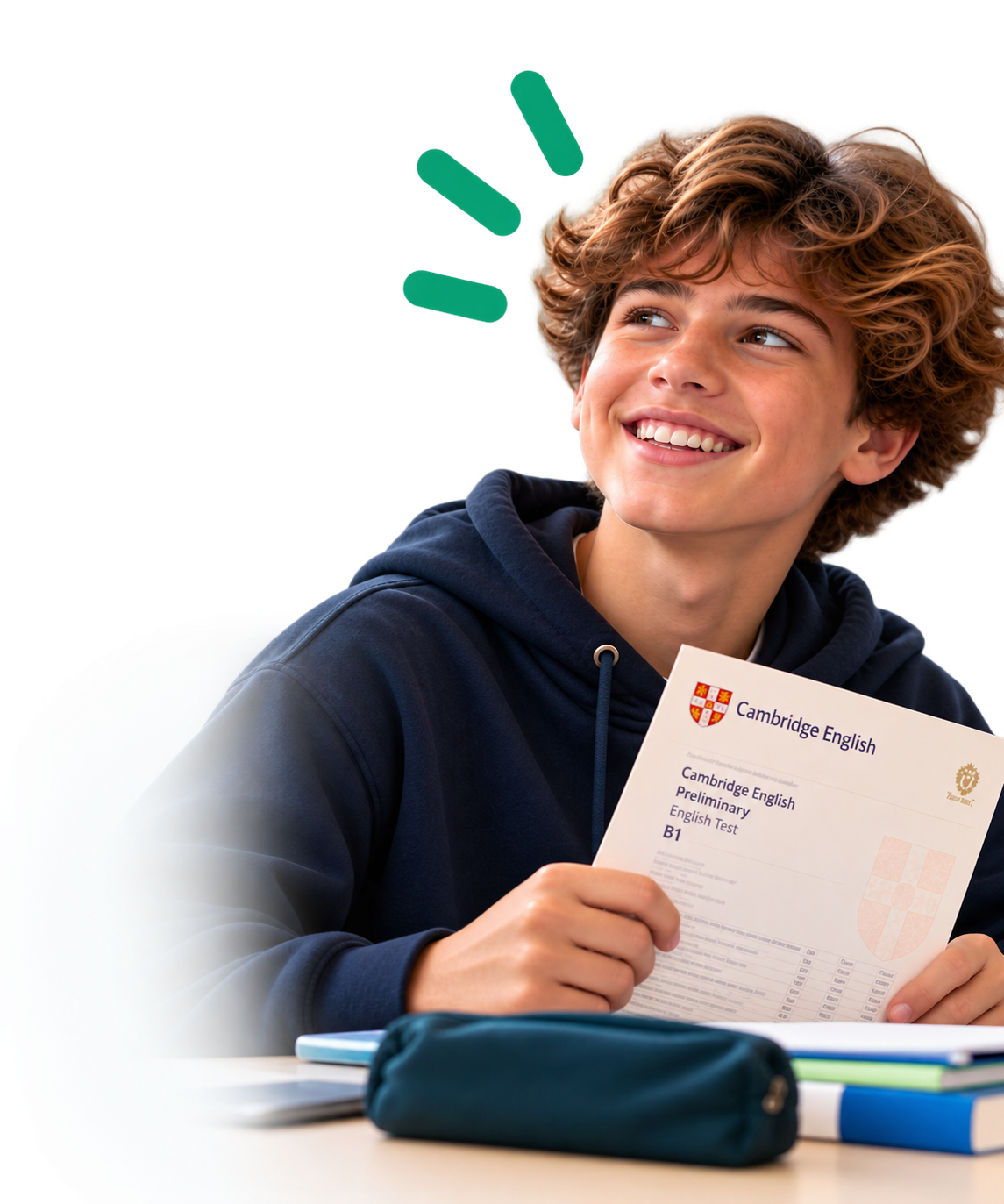 Aluno da Happy Institute of Learning com certificado Cambridge English, na Figueira da Foz.