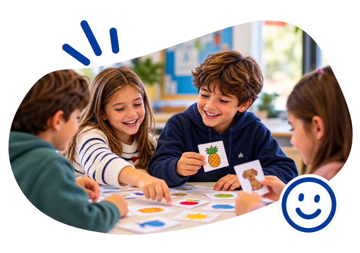 Crianças a aprender inglês através de jogos e atividades em grupo